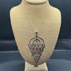 14k white gold dangle pendant with chain made in turkey